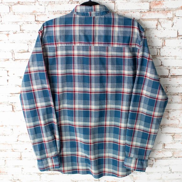 SwissTech Men’s Plaid Button Down Shirt Blue Red White Check Size Large 42–44 - Picture 7 of 9